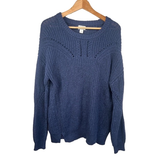 Caslon Blue Knit Sweater Crew Neck Long Sleeve Pullover Size S - Picture 1 of 9